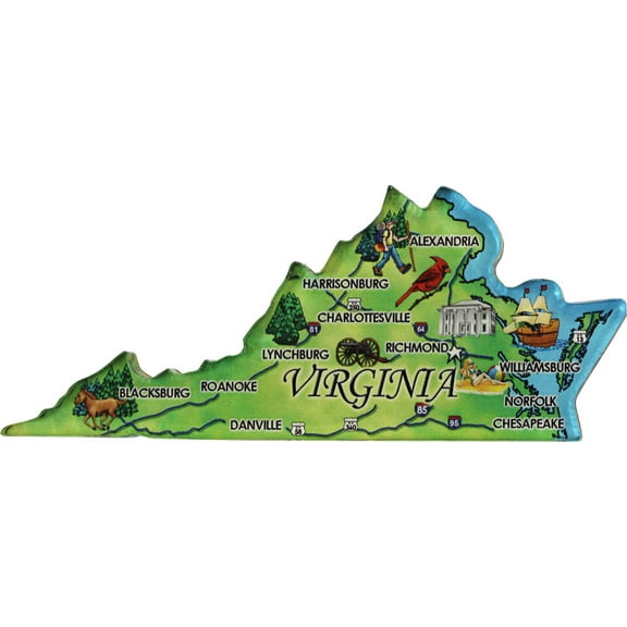 Virginia Acrylic State Map Magnet