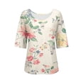 thumbnail image 5 of Tittly Boho Tops for Women, 3/4 Sleeve Shirts for Women Dressy Tunic Tops Casual Wear with Floral, Womens V Neck T Shirts, Women'S Fashion Clothing Pink 2XL, 5 of 5