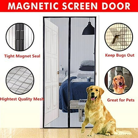 2PCS Magnetic Screen Door, Fits Doors Up To 39" X 82" MAX, Heavy Duty Mesh Curtain and Full Frame Velrco Door Screen with Magnets