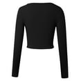 thumbnail image 5 of Long Sleeve Shirts for Women T Shirts Fall Tops Ribbed Button Cardigan Right Shoulder Blouses Business Casual Black S, 5 of 5
