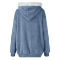 thumbnail image 4 of Qwertyu Winter Jacket Women Plus Size Fuzzy Fleece Jackets Long Coat Light Casual Fall Outerwear with Faux Fur Hood Light Blue 3XL, 4 of 6