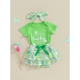 Baby Girls 3Pcs Irish Outfits TShirt + Ruffle Shorts + Headband