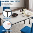 thumbnail image 3 of UHOMEPRO 5 Pieces Dining Table Set, Marble Top Dining Table and Chairs Set for 4, Blue Sturdy Iron Frame Dining Room Table Set with 4 Velvet Upholstered Chairs for Small Dining Room, 3 of 12