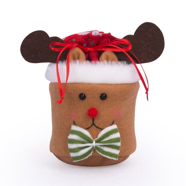 Bewildely Bolsa de manzana navideña, contenedor de regalo de dibujos animados, cajas de dulces para regalos, estuche organizador, bolsas de regalo de Kits de decoración para fiestas Ciervo Bewildely HA073758-03
