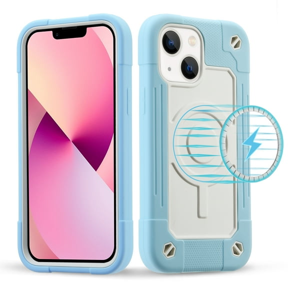iPhone 13 Case, [Compatible with MagSafe] Heavy Duty Drop Rugged Shockproof Durable Frame Protective Anti-Scratch Bumper Case for Apple iPhone 13 6.1 Inch 2021 Release,Iceblue