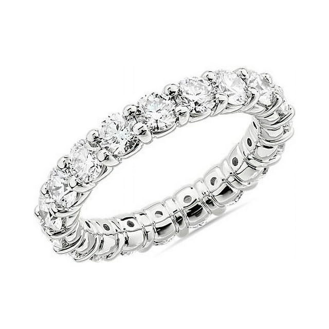 Bague d'Éternité de Fiançailles Dernier Cri en Or Blanc Massif 18K pour Femmes, 2,00 Carats, Taille Ronde Excellente, Véritable Diamond, Taille 7,5