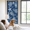 thumbnail image 2 of Navy Blue Coastal Window Privacy Film, Nautical Beach Starfish Coral Summer Static Cling UV Sun Blocking Heat Control Window Tint Day and Night, Non-Adhesive One Way Windows Privacy Cover 23.6''x59'', 2 of 7