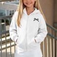 thumbnail image 2 of fatyb Zip up Hoodies for Girls Long Sleeve Hooded Jacket Kids Cute Bow Print Sweatshirt with Pockets, 2 of 7