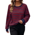 thumbnail image 3 of Horkkom Crewneck Sweatshirts Women Striped Print Pullover Sweatshirt Casual Loose Comfy Sweat Shirts M, 3 of 9