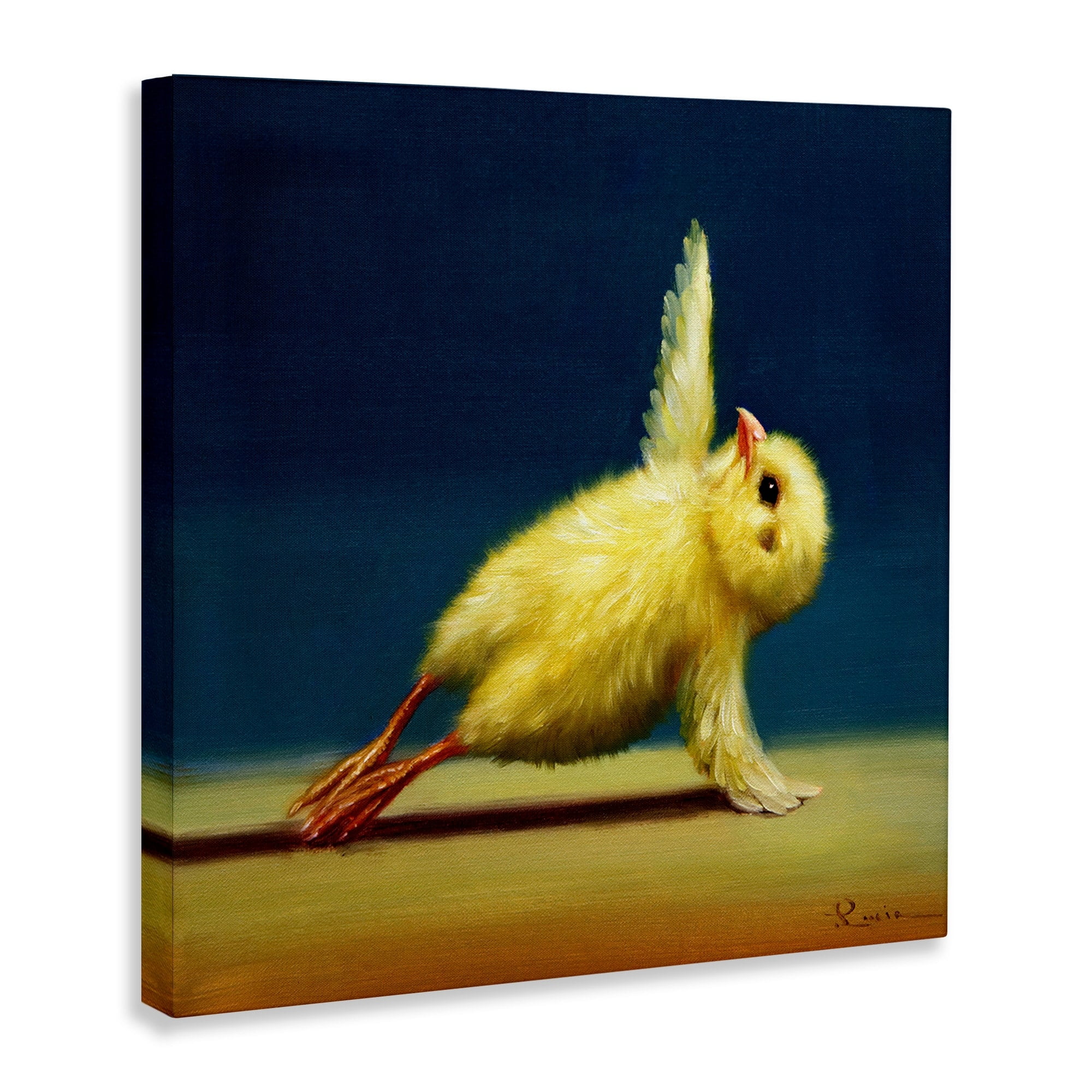 Stupell Industries Cute Yellow Chick Stretching Yoga Detailed Painting Gallery-Wrapped Canvas Print Wall Art, 24x24, by Lucia Heffernan