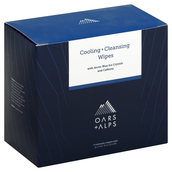 Oars + Alps Natural Face and Body Wipes | Cooling, Cleansing, Exfoliating, Caffeinated, 14 Count