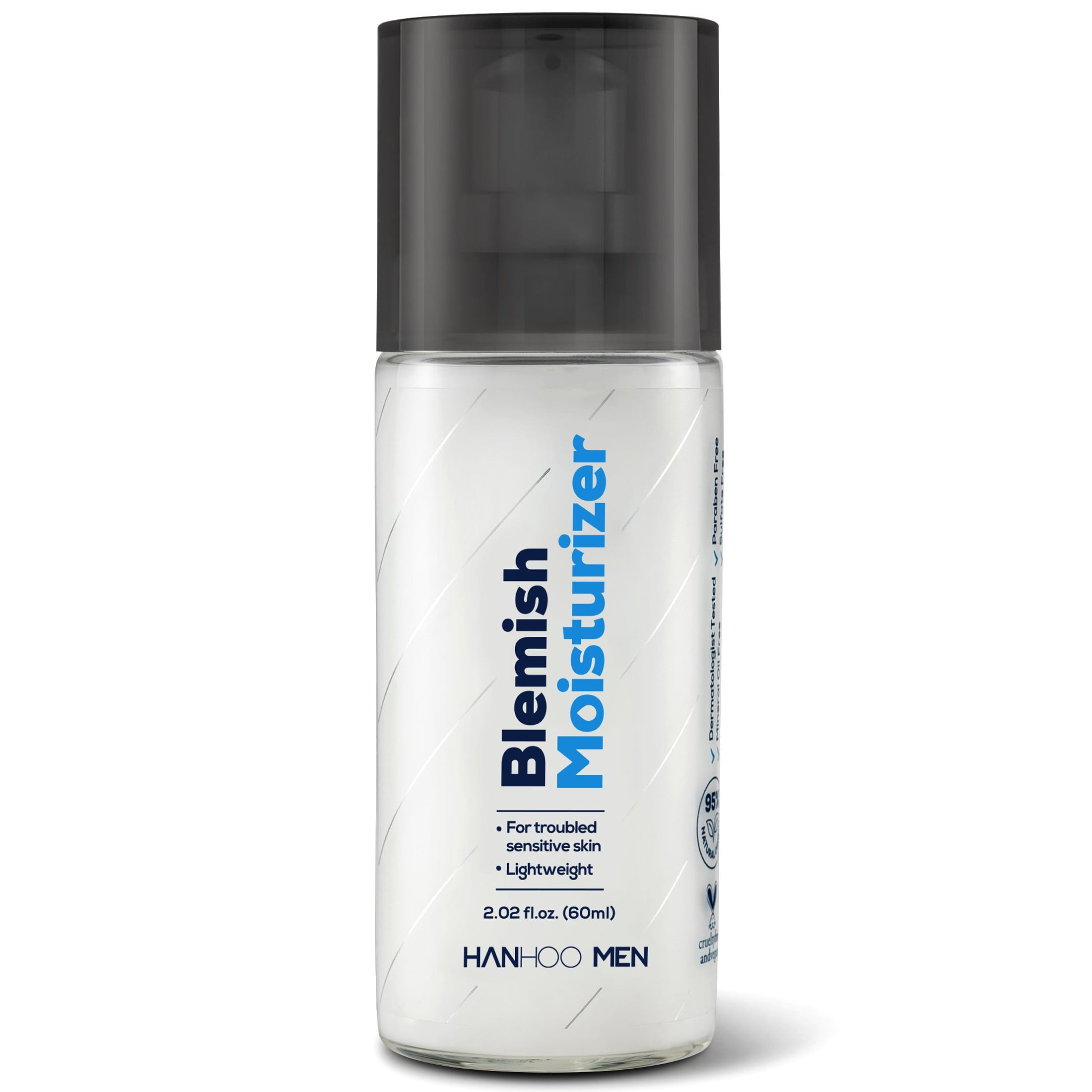 Hanhoo Men Blemish Moisturizer Hyaluronic Acid, Zinc, and Green Tea, For All Skin Types, Acne Treatment, 2.02oz