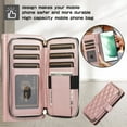 thumbnail image 4 of SaniMore for Samsung Galaxy S24 Plus Buisness Case, Zipper Purse [Card Holders] Magnetic Clasp Kickstand Wrist/Crossbody Chain Lanyard PU Leather Wear-resistant Full Protective Wallet Shell, Rosegold, 4 of 10