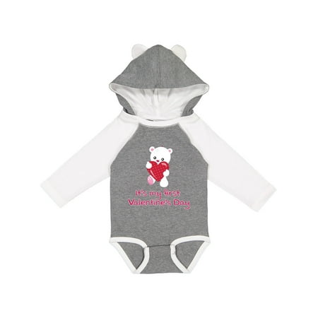 

Inktastic It s my First Valentine s Day Boys or Girls Long Sleeve Baby Bodysuit