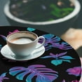 thumbnail image 3 of Ambesonne Tropical Fitted Round Tablecloth, Retro Abstract Monstera, 40"- 44" Diameter, Violet Aqua Charcoal Grey, 3 of 5