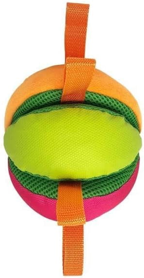 Falnatco Wedge Ball Dog Toy for Tug of War and Fetch Interactive Dog Toy with Gripping Straps Durable Mesh Construction for Medium and Large Dogs Solo and Interactive Play Training Exercise Toy