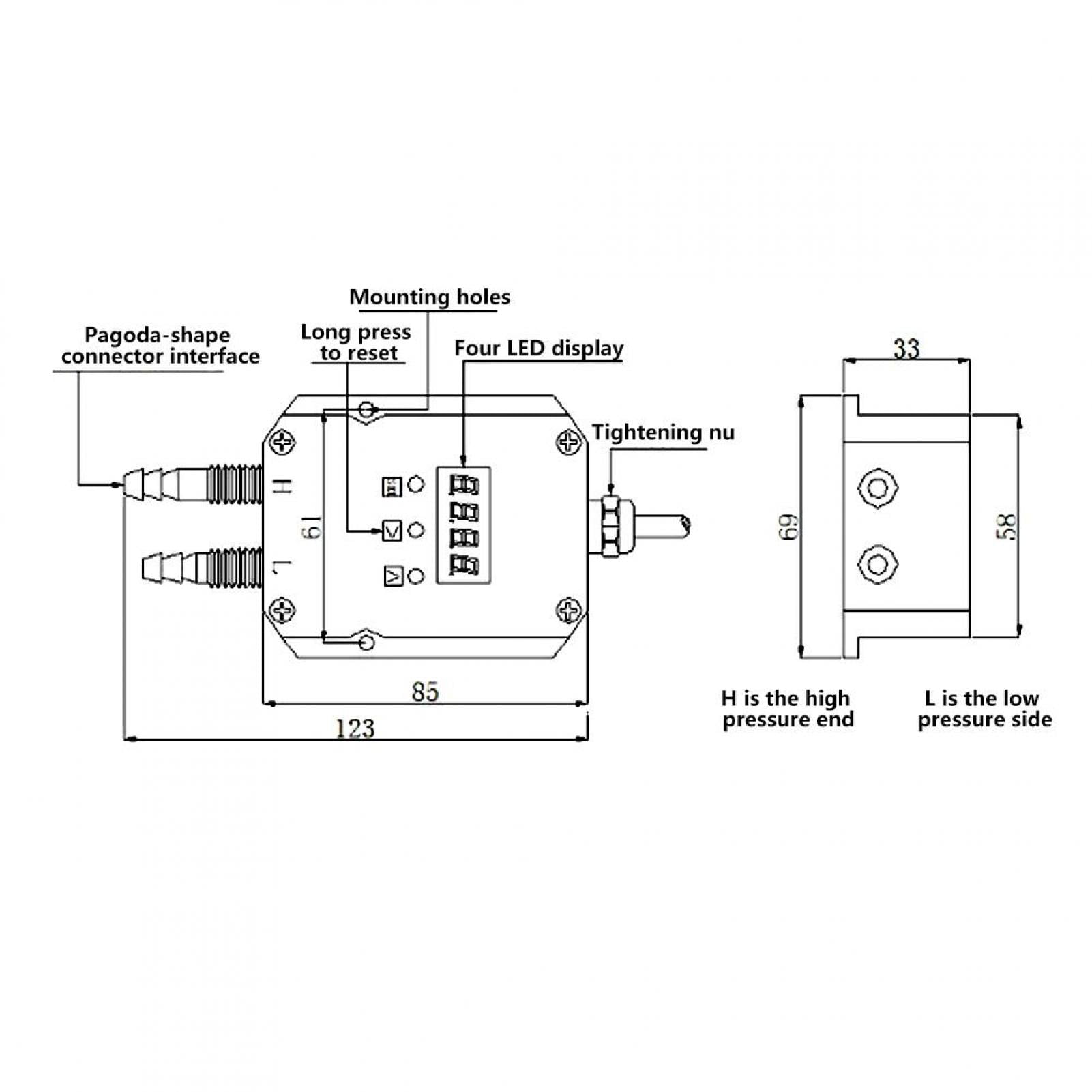 LCD Intelligent Digital Pressure Transmitter Tester DC 24V 4-20mA for Measure Gauge & Differential Pressure 0-1kPa ALS-330 Digital Manometer 