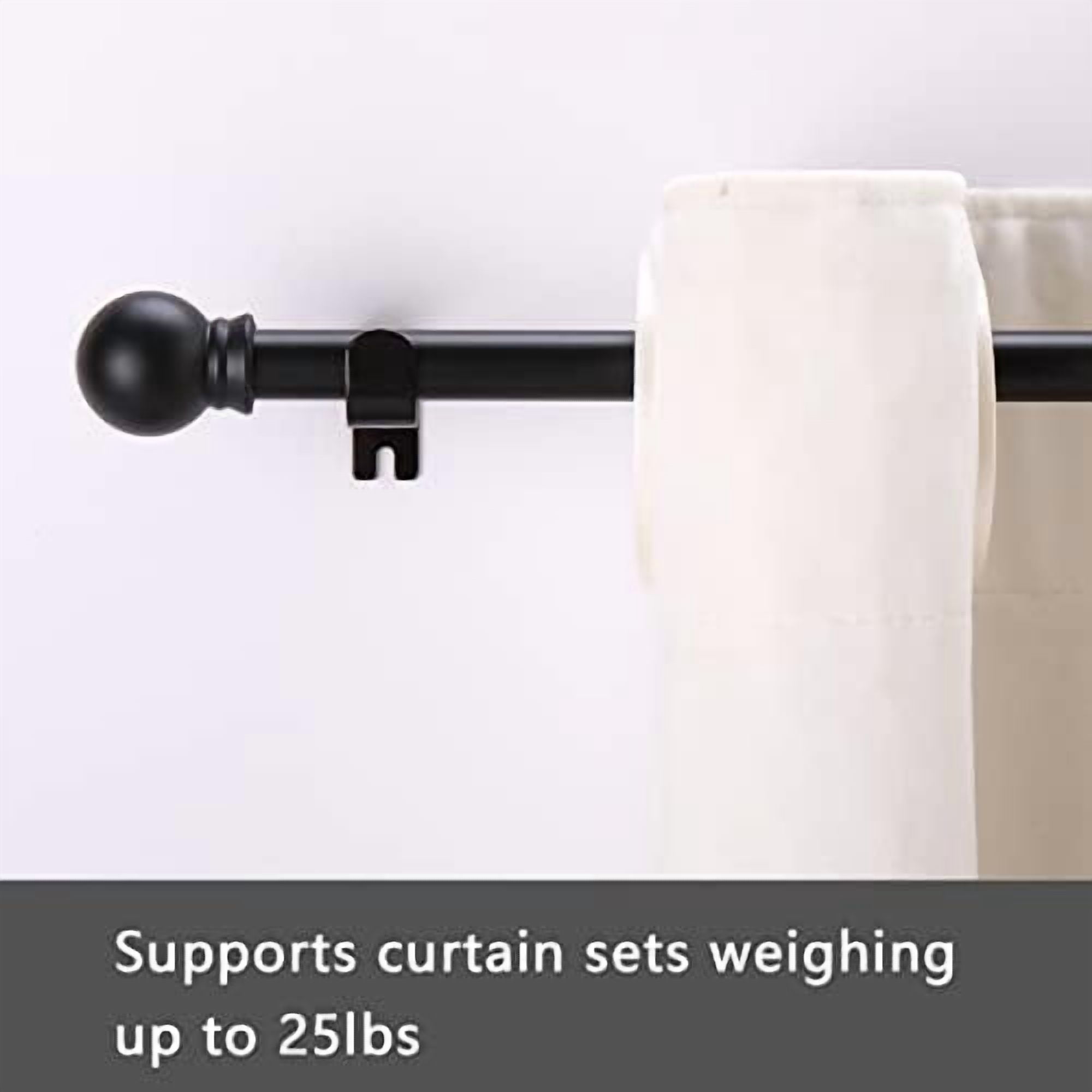 Curtain Rods for windows 32-62 inch, 5/8 inch Decorative Matte Black Splicing Heavy Duty Metal Curtain Rod set with Brackets