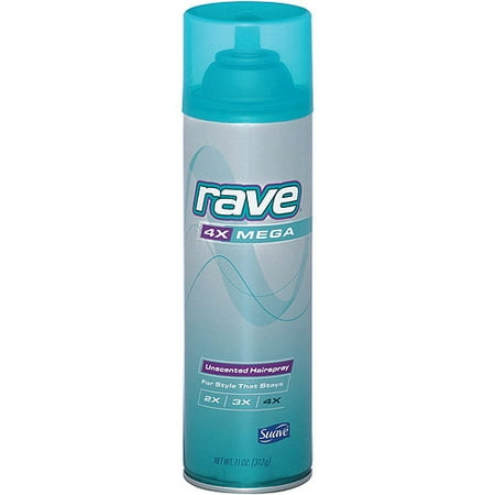 Rave 4X Mega Unscented Hairspray, 11 oz
