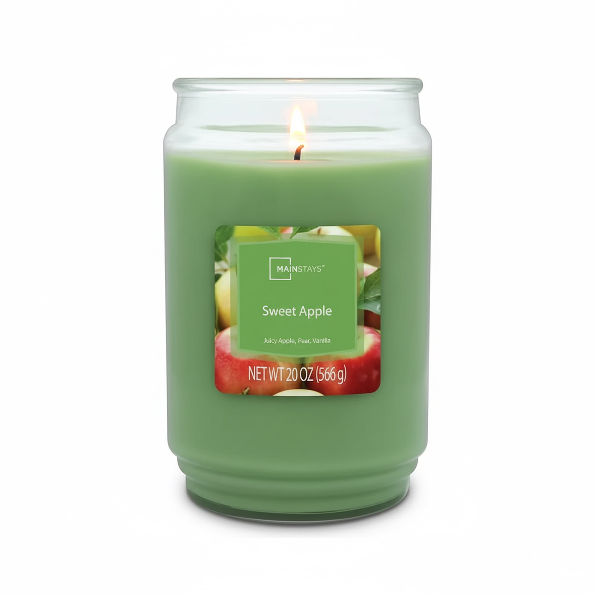 (4 pack) Mainstays Single-Wick Scented Glass Jar Candle, Sweet Apple, 20oz.