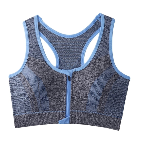 Qingpeng Sports Bras for Women Front Zipper High Support Sports Bras Mesh Racerback Breathable Workout Bra for Running Fitness