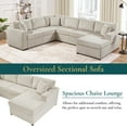 thumbnail image 4 of Harper & Bright Designs U-Shaped Sectional Sofa Corduroy Fabric Oversized Sofa with Chaise Lounge and Three Pillows for Living Room, 115.3", Light Gray, 4 of 17
