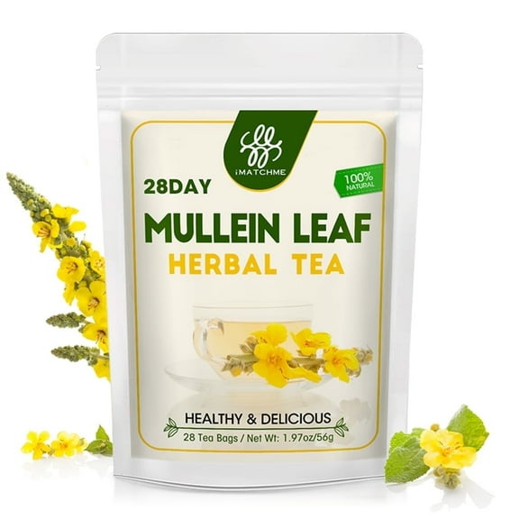 Mullein Leaf Herbal Tea for Respiratory Support, Natural Mullen Tea for Lung Cleanse, Detox and Immune Support - 28 Tea Bags - No Caffeine, Non-GMO