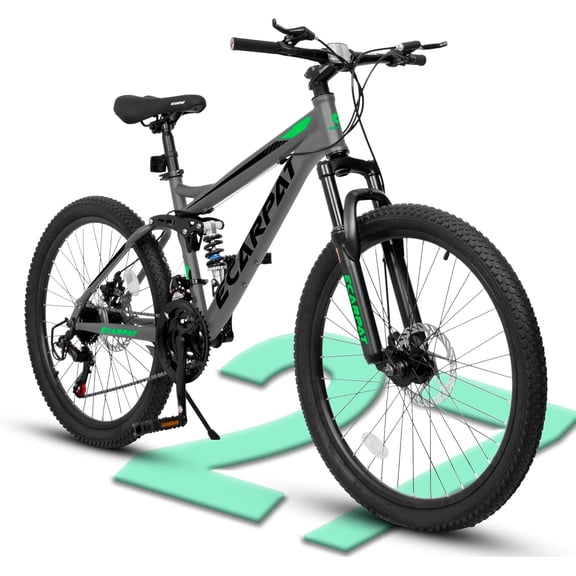 Ambifirner 27.5" Full Suspension Mountain Bike for Adults, Mens and Womens Bicycle 21-Speed Gears , Dual Mechanical Disc Brakes, Steel Frame - Black