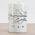 thumbnail image 2 of I Love You Ceramic Toothbrush Holder, Love Birds on a Tree Branch Romance Spring Inspiration Art Print, Decorative Versatile Countertop for Bathroom, 4.5" X 2.7", Grey Red Fern Green, 2 of 4