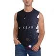 thumbnail image 2 of Lsque 2025 Happy New Year 2 Print Men's Cotton Blend Sleeveless Muscle Shirts (S-3XL)- Moisture Wicking, Odor Protection, UPF 30+,X-Large, 2 of 8