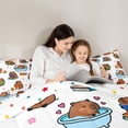 thumbnail image 4 of Erosebridal Kids Cute Cartoon Capybara 7-Piece Bedding Comforter Set For,Rodent Animals Theme Pink Flowers King Bedding Sets Reversible, 4 of 7