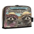 thumbnail image 2 of Standing Pencil Case with Base Large Capacity Stationery Pouch Pen Bag with Zipper for Women Men Raccoons Wearing Sun Hats, 2 of 7
