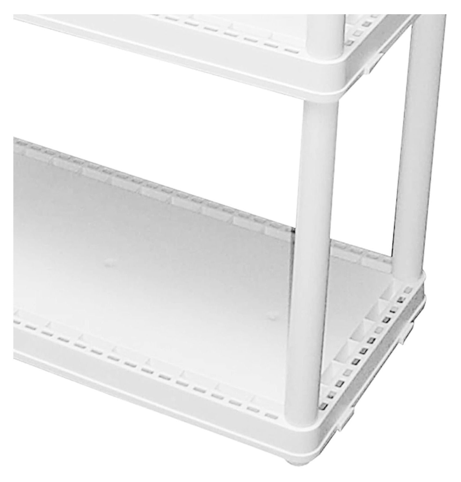 HeSLehs 3 Shelf Knect-A-Shelf Ventilated Light Duty Storage Unit Organizer System for Home, Garage, Basement, and Laundry, White