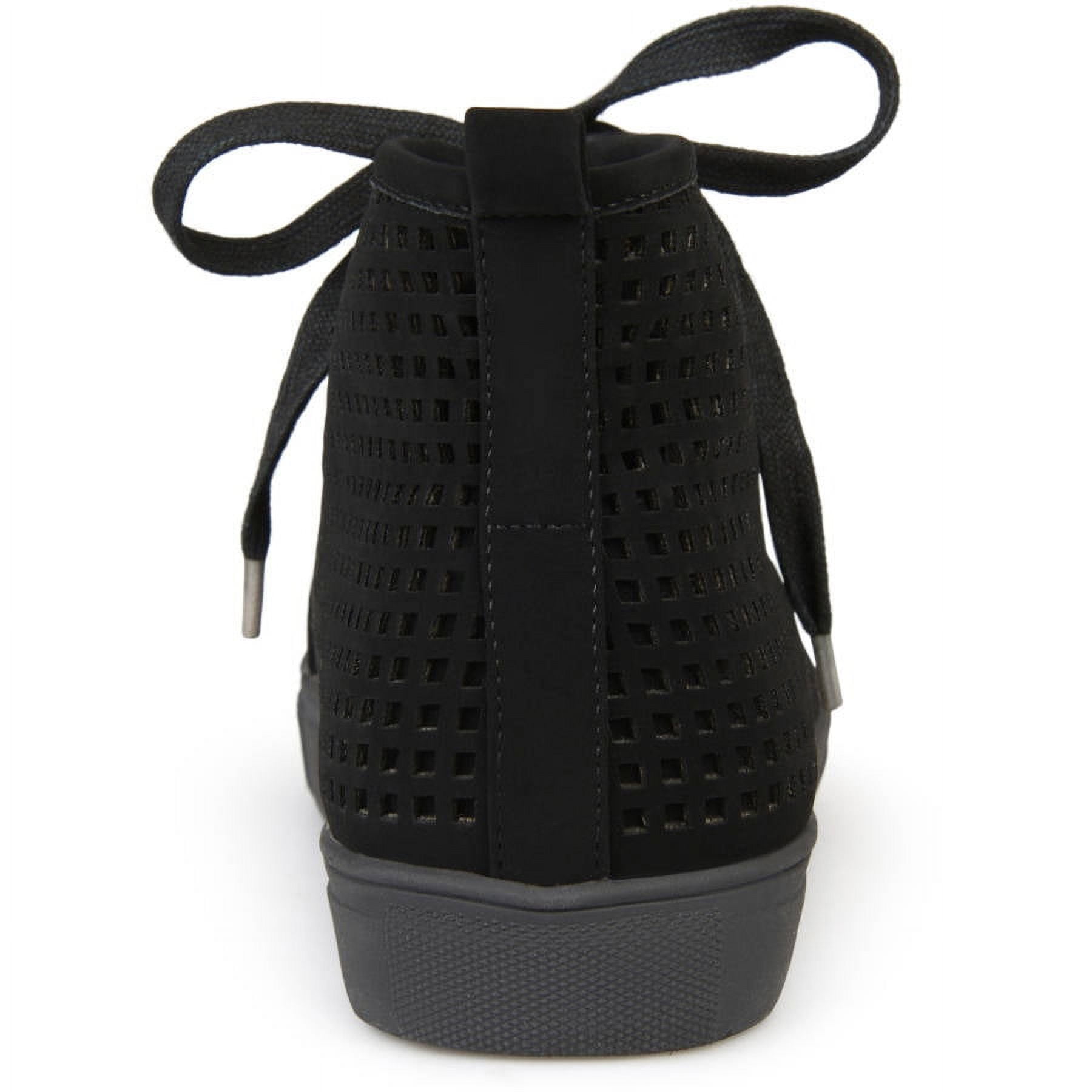 Womens Faux Leather High-top Lace-up Laser-cut Sneakers