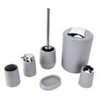 thumbnail image 3 of Juego de 6 accesorios de baño con soporte para cepillo de dientes galvanizado y bote de basura para el hogar, color gris, 3 of 14