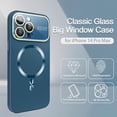 thumbnail image 2 of Magnetic for iPhone 14 Pro Max Case, Compatible with Magsafe, Full Glass Camera Lens Protector, Anti-Scratch Shockproof Protection Slim Matte Back Case for iPhone 14 Pro Max, Blue, 2 of 13