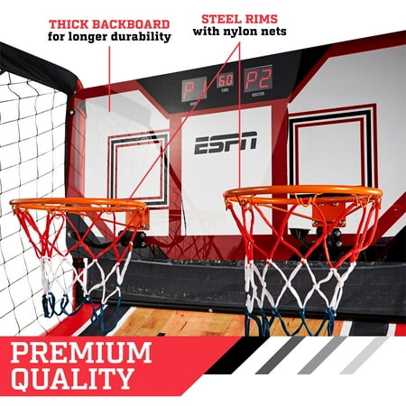 ESPN - EZ-Fold 2-Player Arcade Basketball Game (Poly Backboard & Premium Scorer) Easy to Assemble