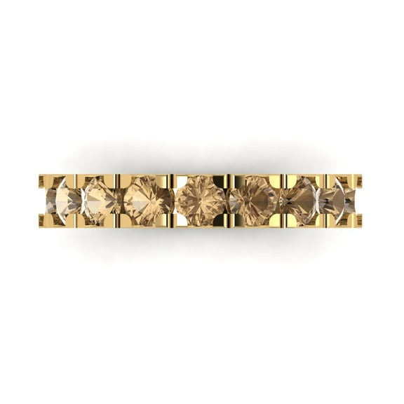 1.53 ctw Wedding Band for Women - 18K Yellow Gold Simulated Champagne Diamond Stackable Eternity Ring