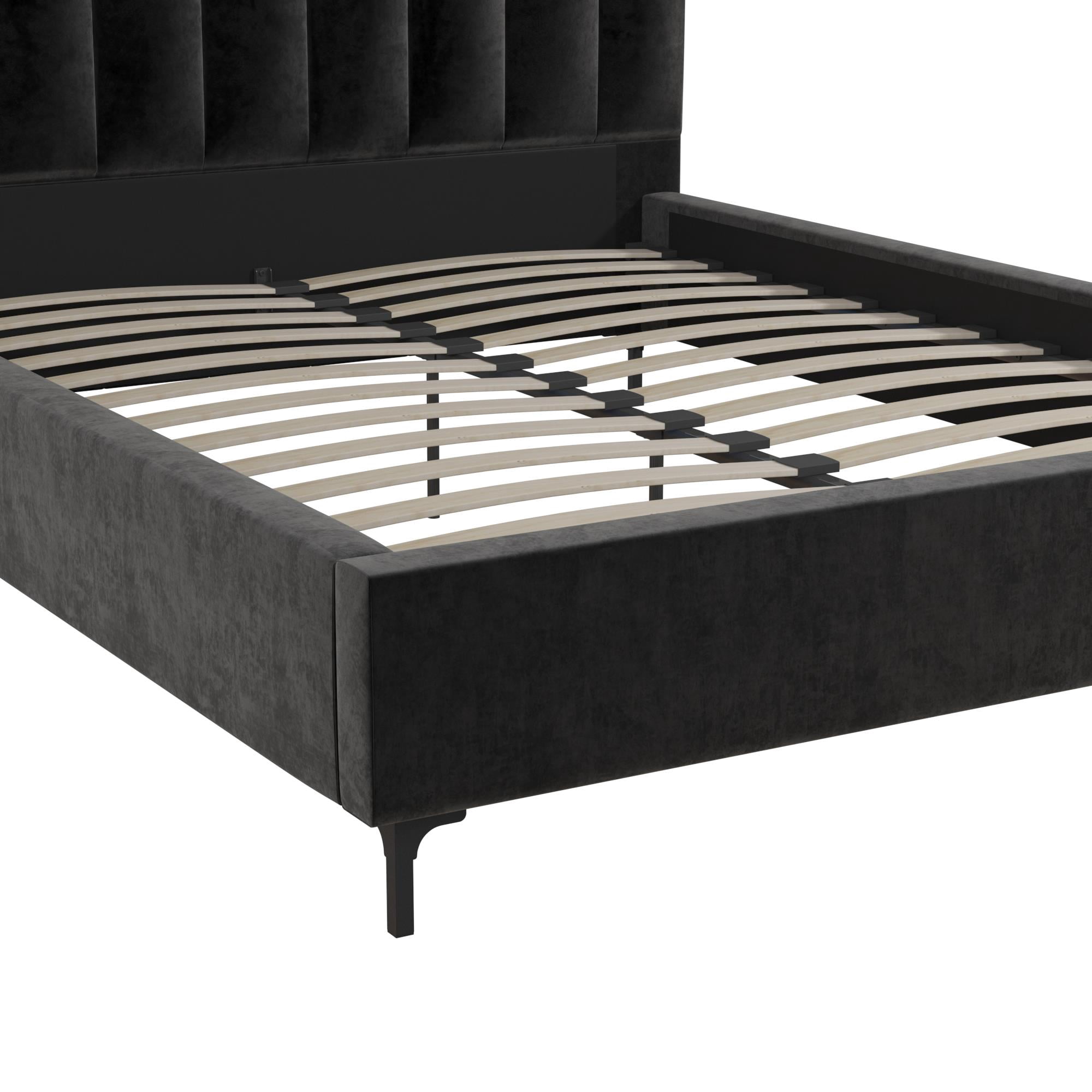 DHP Callie Upholstered Platform Bed, Queen, Black Velvet