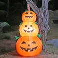 thumbnail image 1 of Trío de calabazas apiladas para Halloween, decoración inflable gigante de 4 pies para patio y fiesta, diversión espeluznante al aire libre, 1 of 6