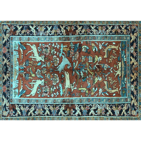 Ahgly Company Indoor Rectangle Animal Light Blue Traditional Area Rugs, 4' x 6'