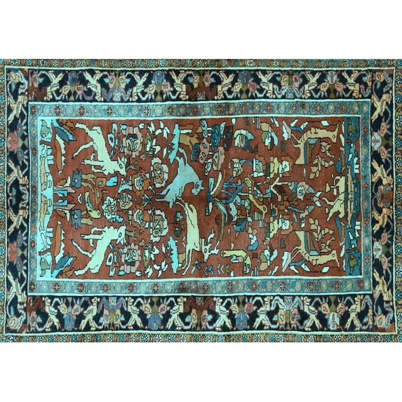 Ahgly Company Indoor Rectangle Animal Light Blue Traditional Area Rugs, 4' x 6'