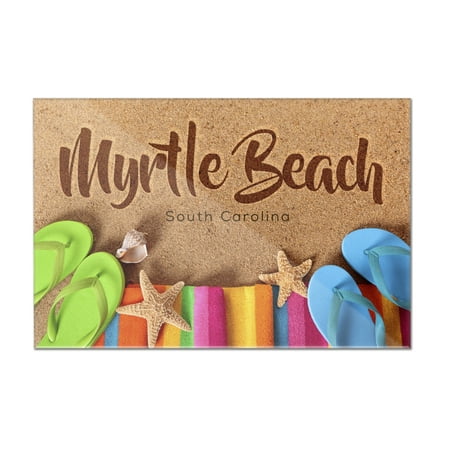 South Carolina Flip Flops - Myrtle Beach, South Carolina - Flip Flops on Beach - Lantern Press Photography (12x8 Acrylic Wall Sign)