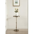 thumbnail image 3 of Kate and Laurel Engles Traditional Adjustable-Height Pedestal Side Table, 14 x 14 x 30, Antique Brass, Vintage Round Indoor Metal Plant Stand with Embossed Pattern for Use as Bedroom Nightstand, 3 of 11