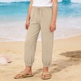 thumbnail image 2 of JAJAHO Girls Jogger Pants Breathable Linen Casual Drawstring Loose Fit Ankle-Tied Pants Summer Beach Vacation Clothes 7-16Y Versatile Trousers, 2 of 7