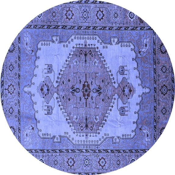 Ahgly Company Indoor Round Oriental Blue Industrial Area Rugs, 4' Round