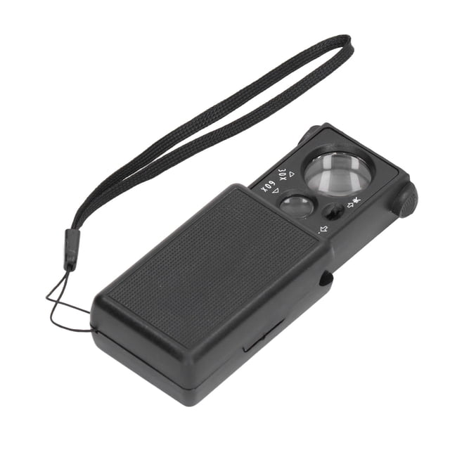 Lupa de joyero deslizable, lupa de lente de vidrio óptico 30X 60X, con lámpara LED Llight Money Detector, para evaluación