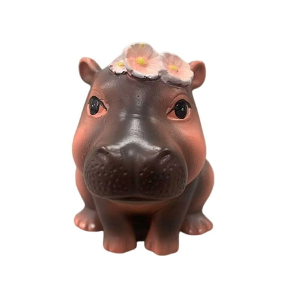 Cartoon Resins Pygmy Hippo Baby Figurine Miniature Statue for Home Decoration and Office Desk Book Shelf Ornament