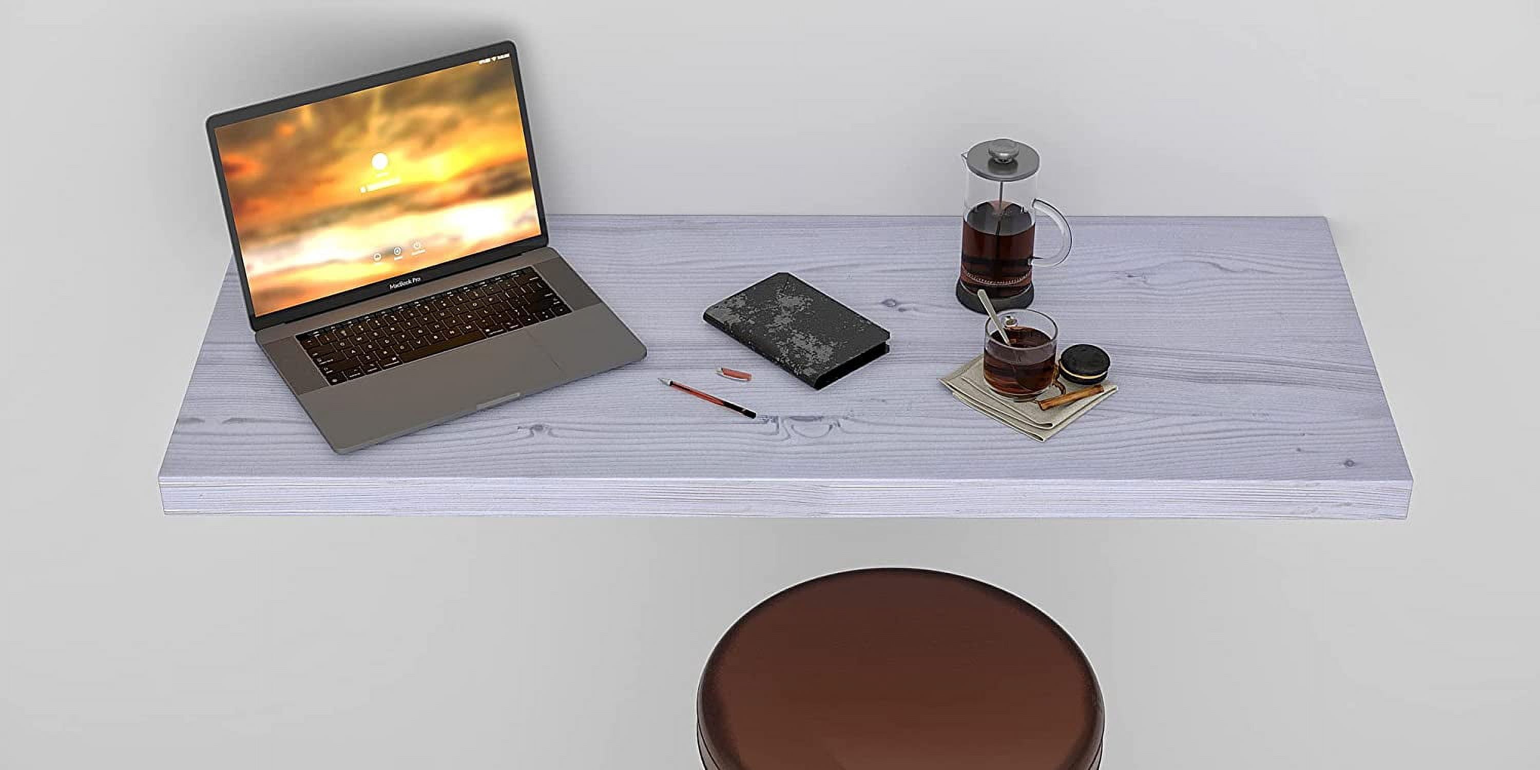 MCC Wall Mounted Floating Desk Folding Table for Small Spaces Kitchen Counter, Laundry Shelf, Computer Workbench for Wall, Fold Down Desk and Free Spirit Level Gift