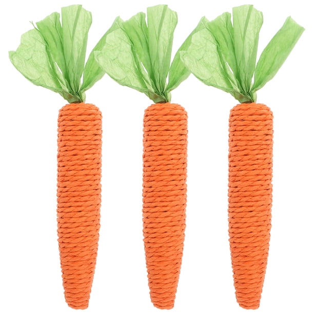 KAKOWELY 3 juguetes masticables para conejos con forma de zanahoria para hámster.
